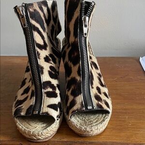 Celine Animal Print Espadrille Wedges with Zipper